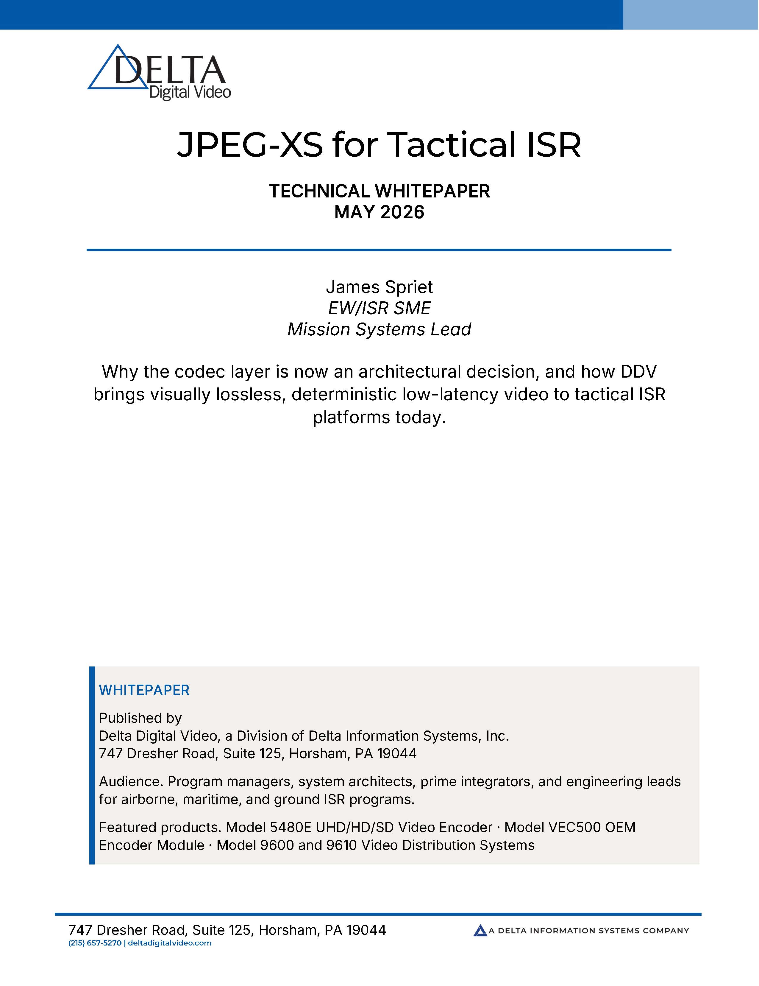 JPEG-XS for Tactical ISR